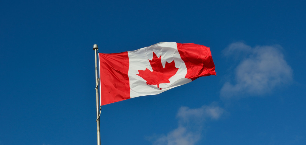 Canadian flag flying