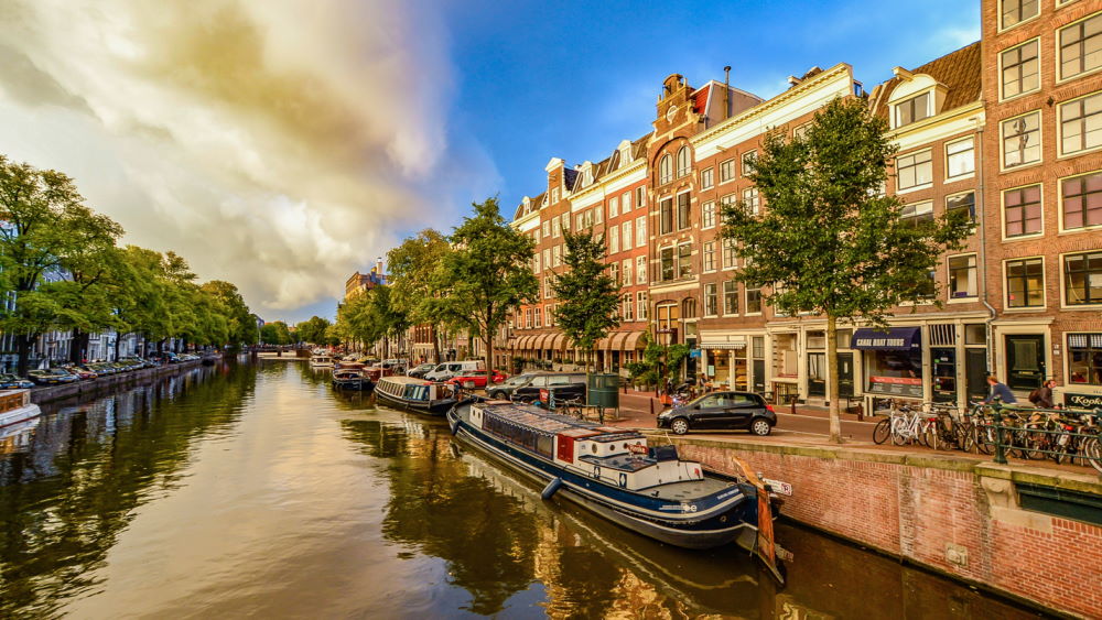 canal and boats in Netherlands