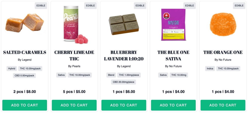 selection of edibles 