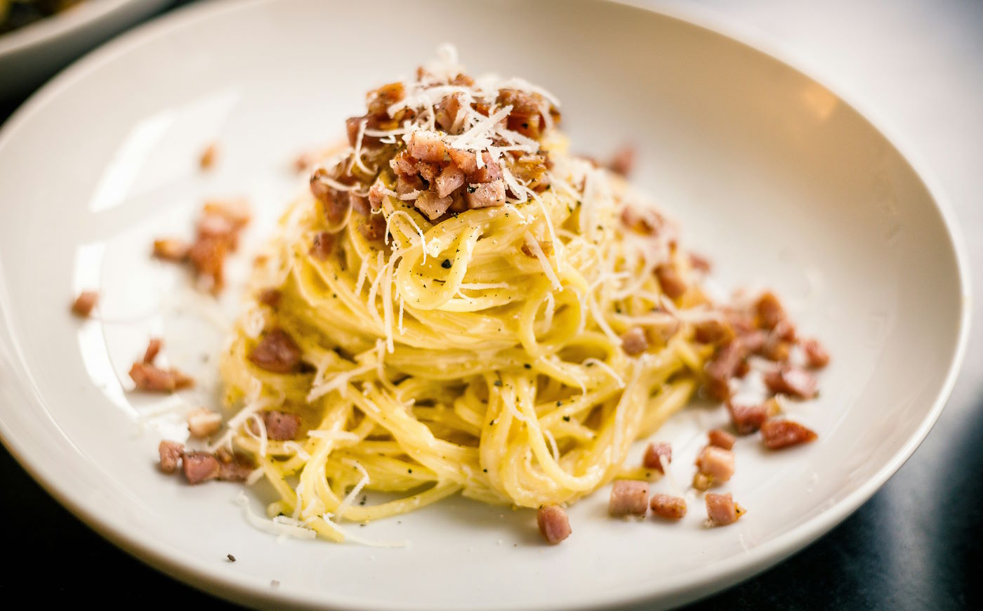 carbonara with bacon and cheese