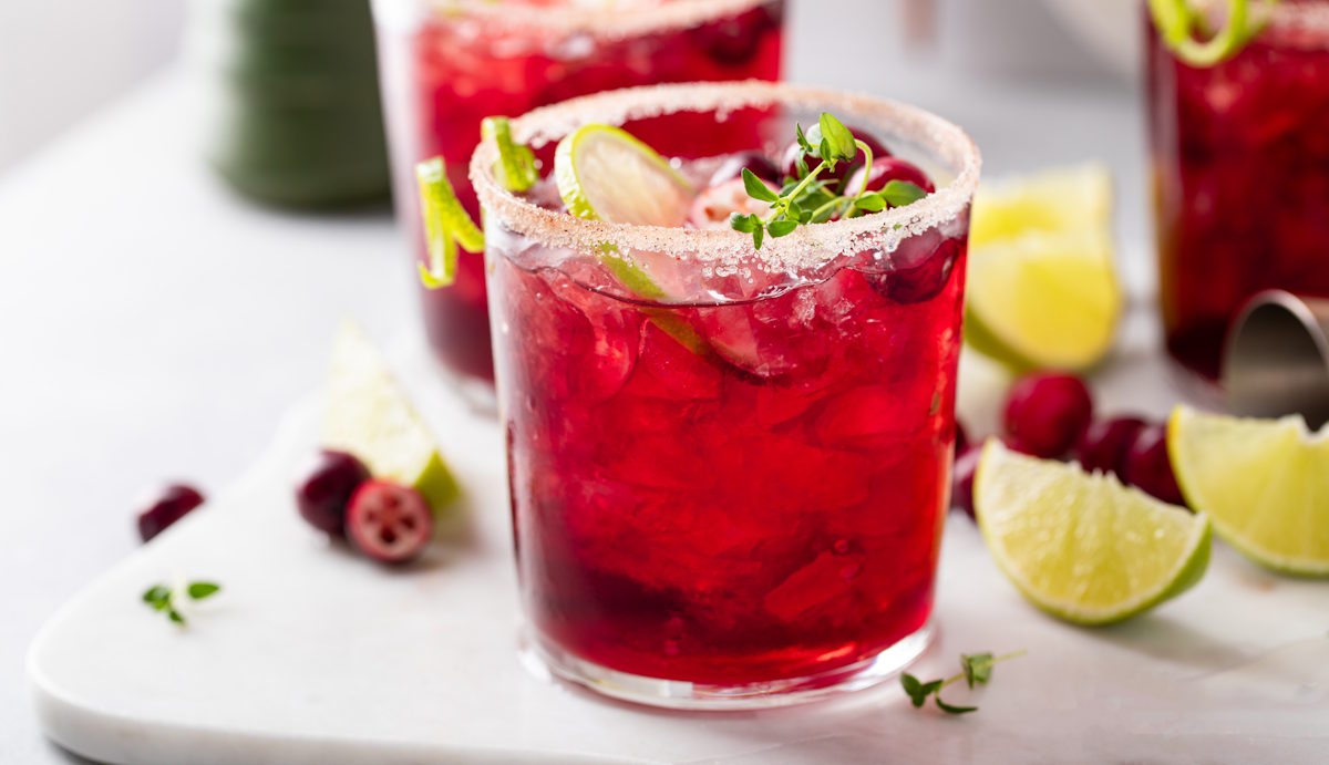 cranberry cocktail in glass