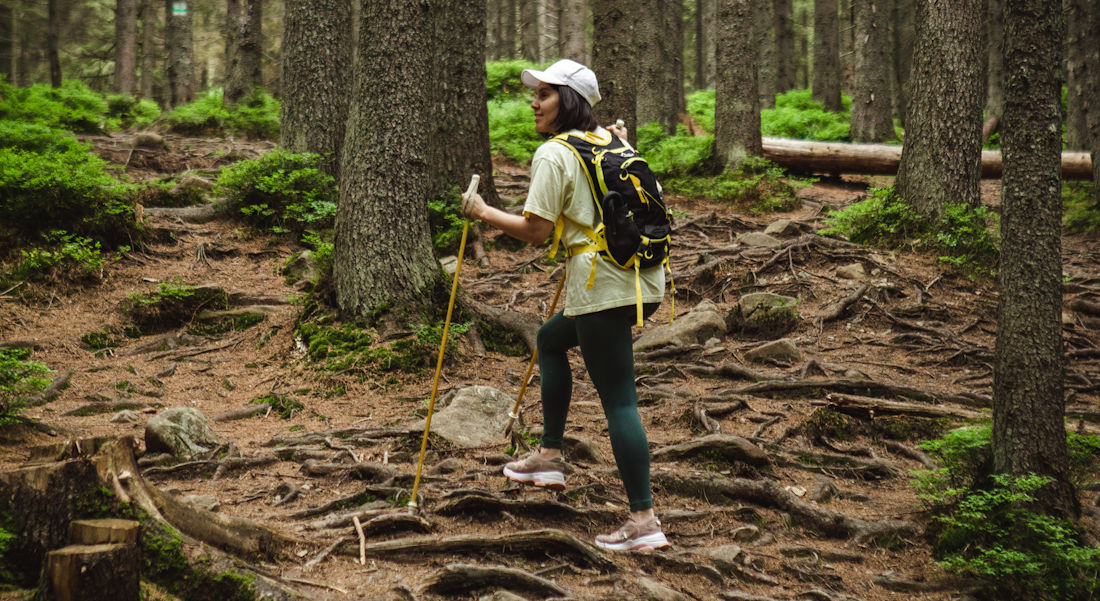 hiking in the forest