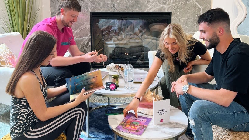 socializing at Cheeky's 