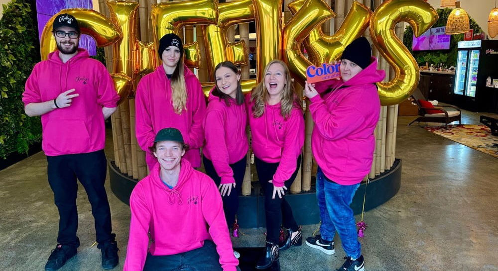 Cheeky's team dressed in pink