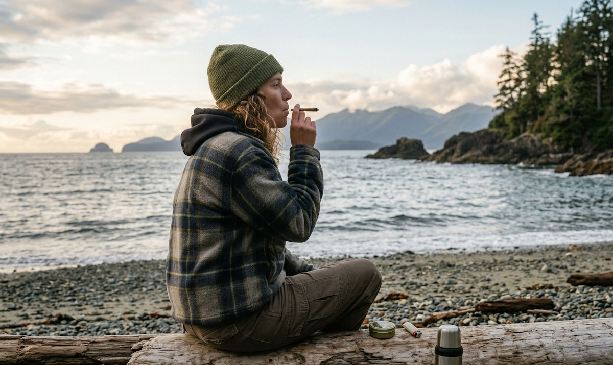 smoking cannabis on the beach
